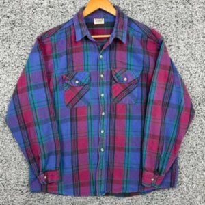 Vintage Five Brother Shirt Mens 2XLT Tall Plaid Flannel Heavy Cotton USA XXLT